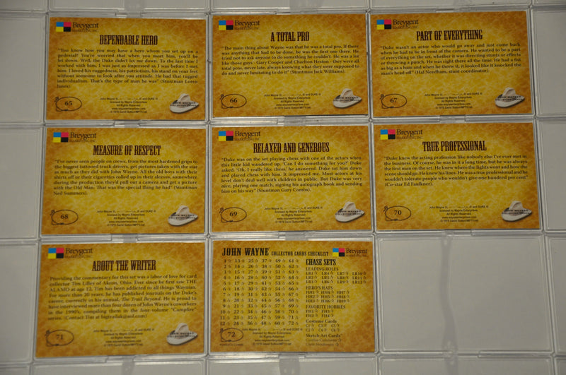 John Wayne The Duke Base Card Set 72 Cards Breygent 2005   - TvMovieCards.com