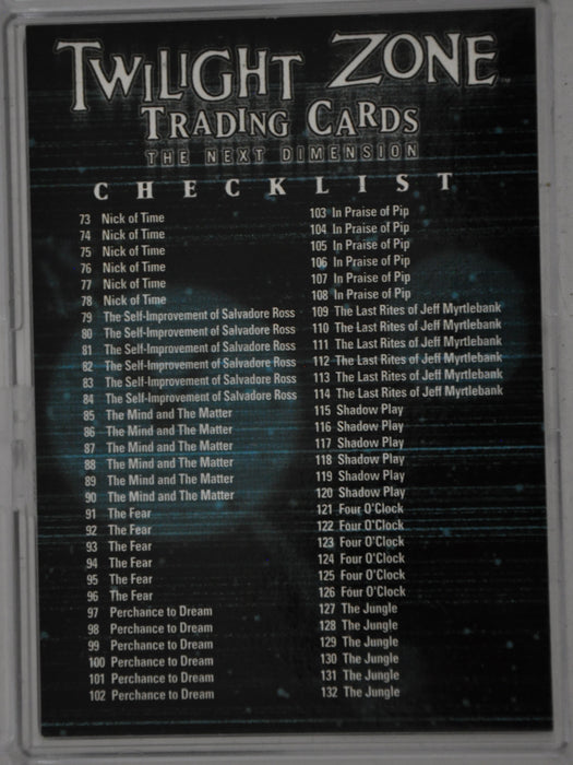 Twilight Zone 2 The Next Dimension Trading Base 72 Card Set #73 - #144   - TvMovieCards.com