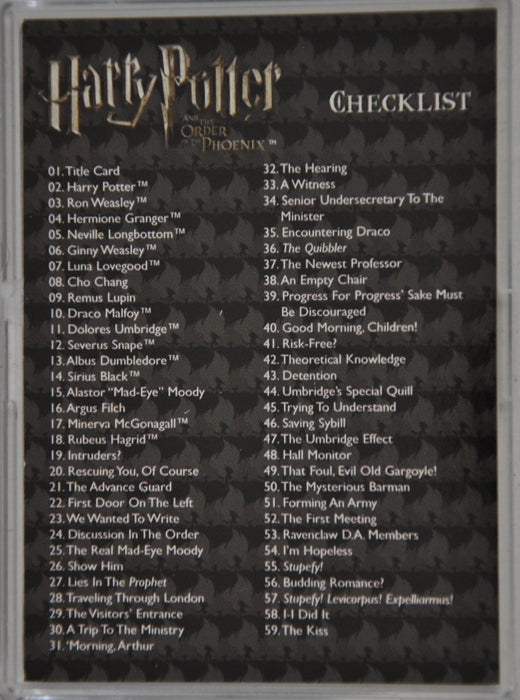 Harry Potter Order of the Phoenix Foil Base Trading Card Set 90 Cards   - TvMovieCards.com