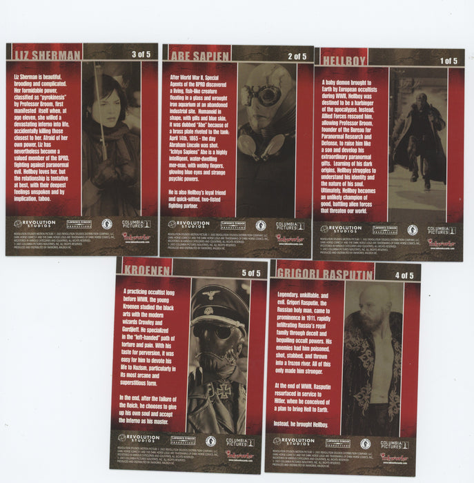 Hellboy Movie Promo Card Set 5 Cards 1 of 5 to 5/5 San Diego Inkworks 2004/5 - TvMovieCards.com