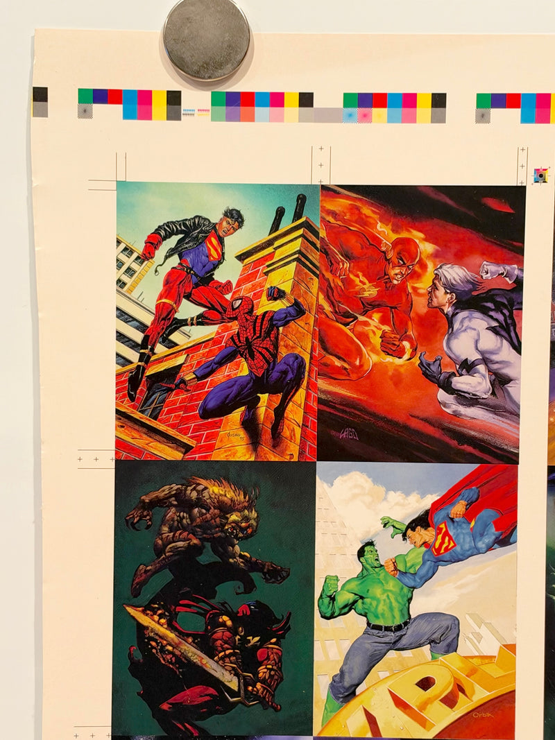 1995 DC Versus Marvel Holo F/X Chase Card Set Uncut Press Sheet of 12