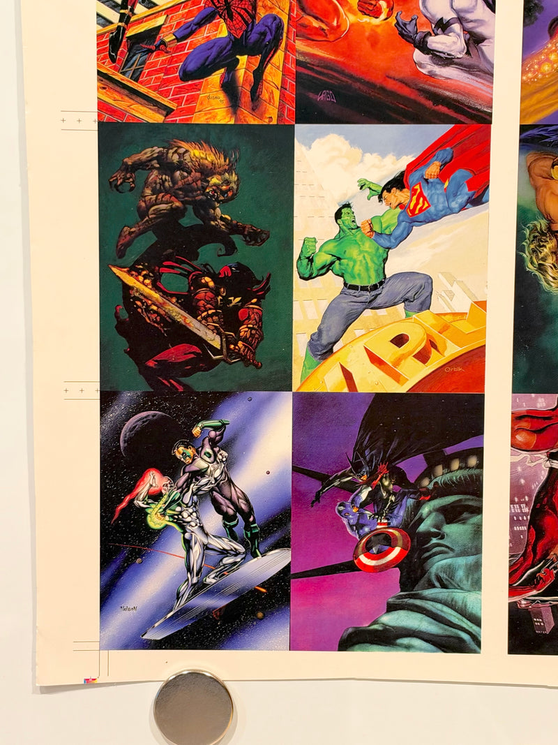 1995 DC Versus Marvel Holo F/X Chase Card Set Uncut Press Sheet of 12