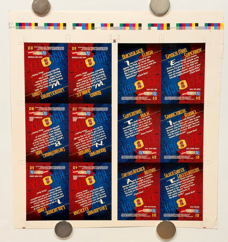 1995 DC Versus Marvel Holo F/X Chase Card Set Uncut Press Sheet of 12