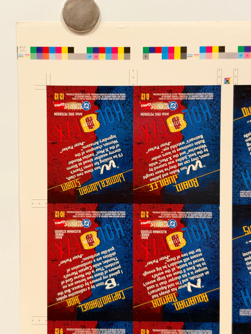 1995 DC Versus Marvel Holo F/X Chase Card Set Uncut Press Sheet of 12