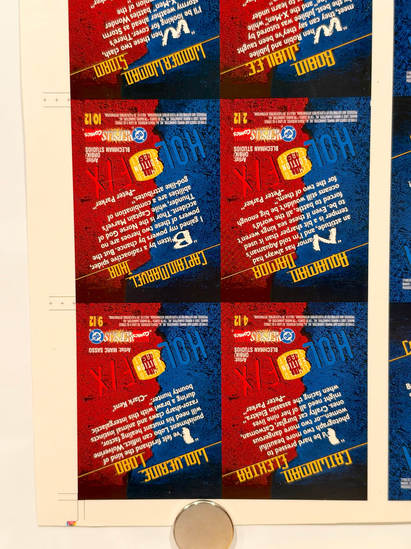 1995 DC Versus Marvel Holo F/X Chase Card Set Uncut Press Sheet of 12