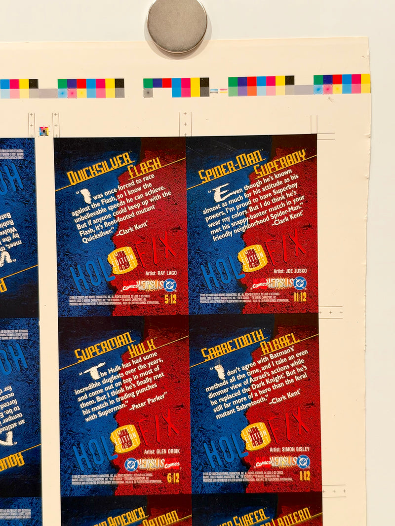 1995 DC Versus Marvel Holo F/X Chase Card Set Uncut Press Sheet of 12