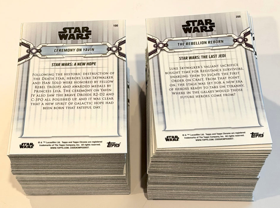 2019 Star Wars Chrome Legacy 200 Base Trading Card Set Topps
