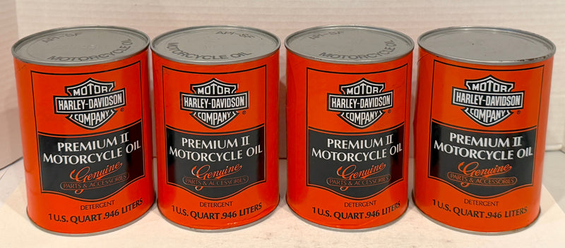 (4) Vintage Harley Davidson Premium II Motorcycle Oil Full 1 Quart Can API-SF - TvMovieCards.com