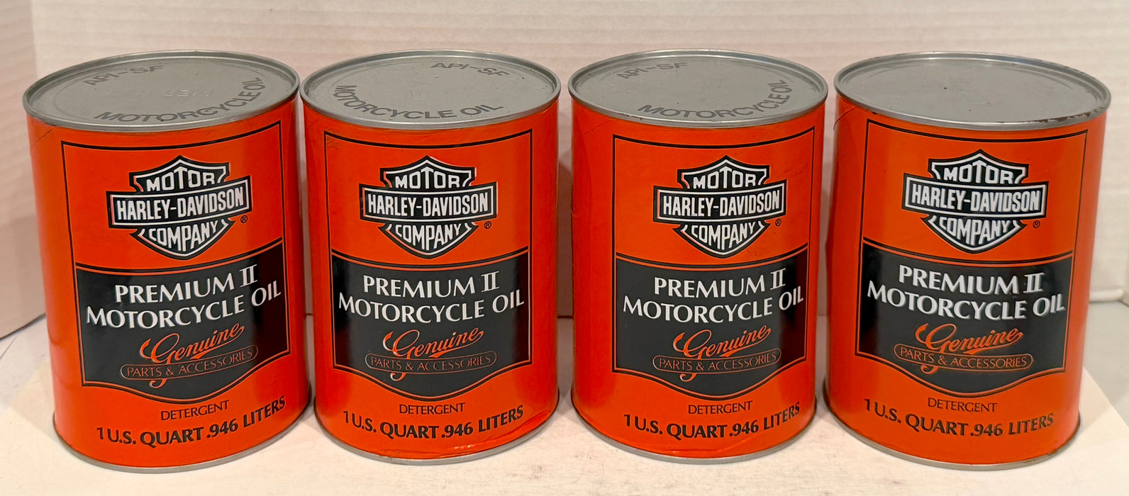 (4) Vintage Harley Davidson Premium II Motorcycle Oil Full 1 Quart Can API-SF