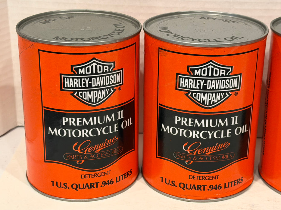 (4) Vintage Harley Davidson Premium II Motorcycle Oil Full 1 Quart Can API-SF
