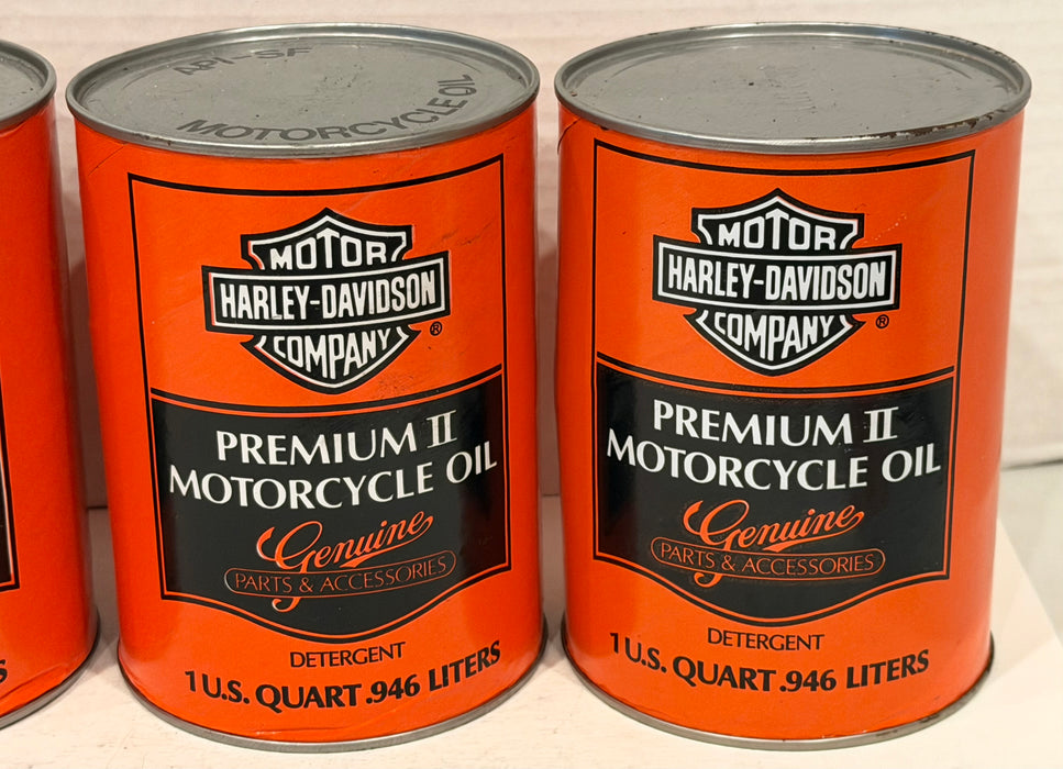 (4) Vintage Harley Davidson Premium II Motorcycle Oil Full 1 Quart Can API-SF