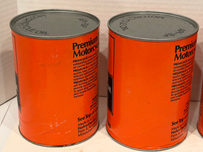 (4) Vintage Harley Davidson Premium II Motorcycle Oil Full 1 Quart Can API-SF - TvMovieCards.com