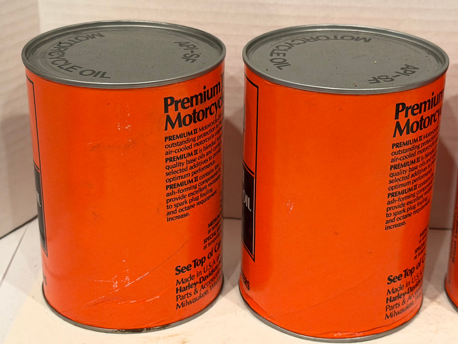 (4) Vintage Harley Davidson Premium II Motorcycle Oil Full 1 Quart Can API-SF