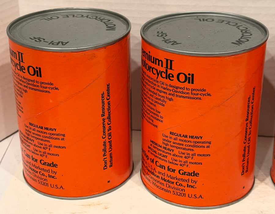(4) Vintage Harley Davidson Premium II Motorcycle Oil Full 1 Quart Can API-SF