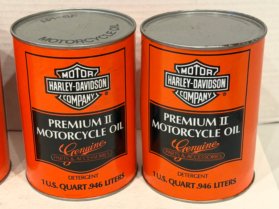 (4) Vintage Harley Davidson Premium II Motorcycle Oil Full 1 Quart Can API-SF
