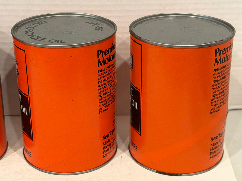 (4) Vintage Harley Davidson Premium II Motorcycle Oil Full 1 Quart Can API-SF