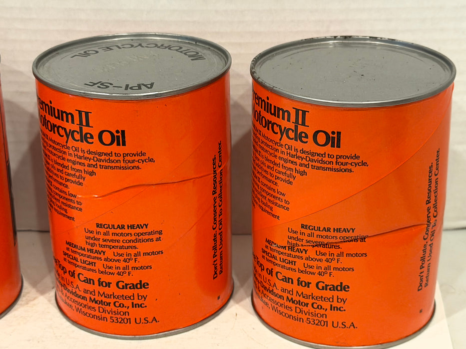 (4) Vintage Harley Davidson Premium II Motorcycle Oil Full 1 Quart Can API-SF