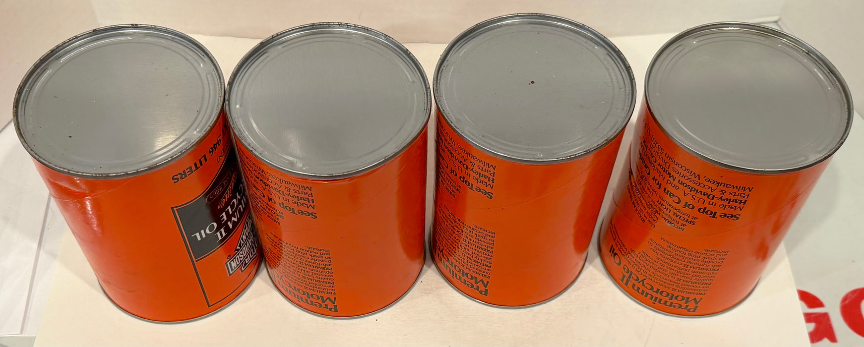 (4) Vintage Harley Davidson Premium II Motorcycle Oil Full 1 Quart Can API-SF