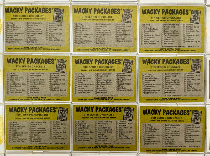 1974 Wacky Packages Stickers Series 9 Tan Back Card Set 29/29 & Puzzle Topps   - TvMovieCards.com