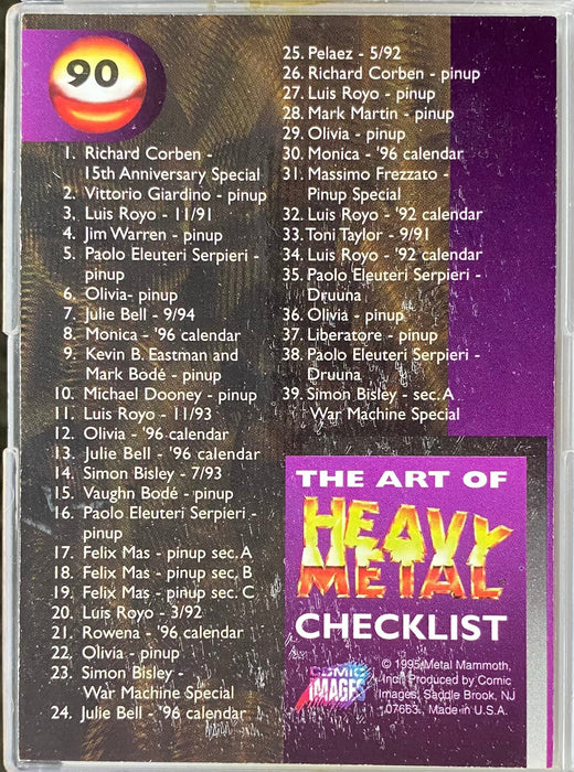 1995 The Art of Heavy Metal Complete Base Trading Card Set 90 Cards Comic Images   - TvMovieCards.com