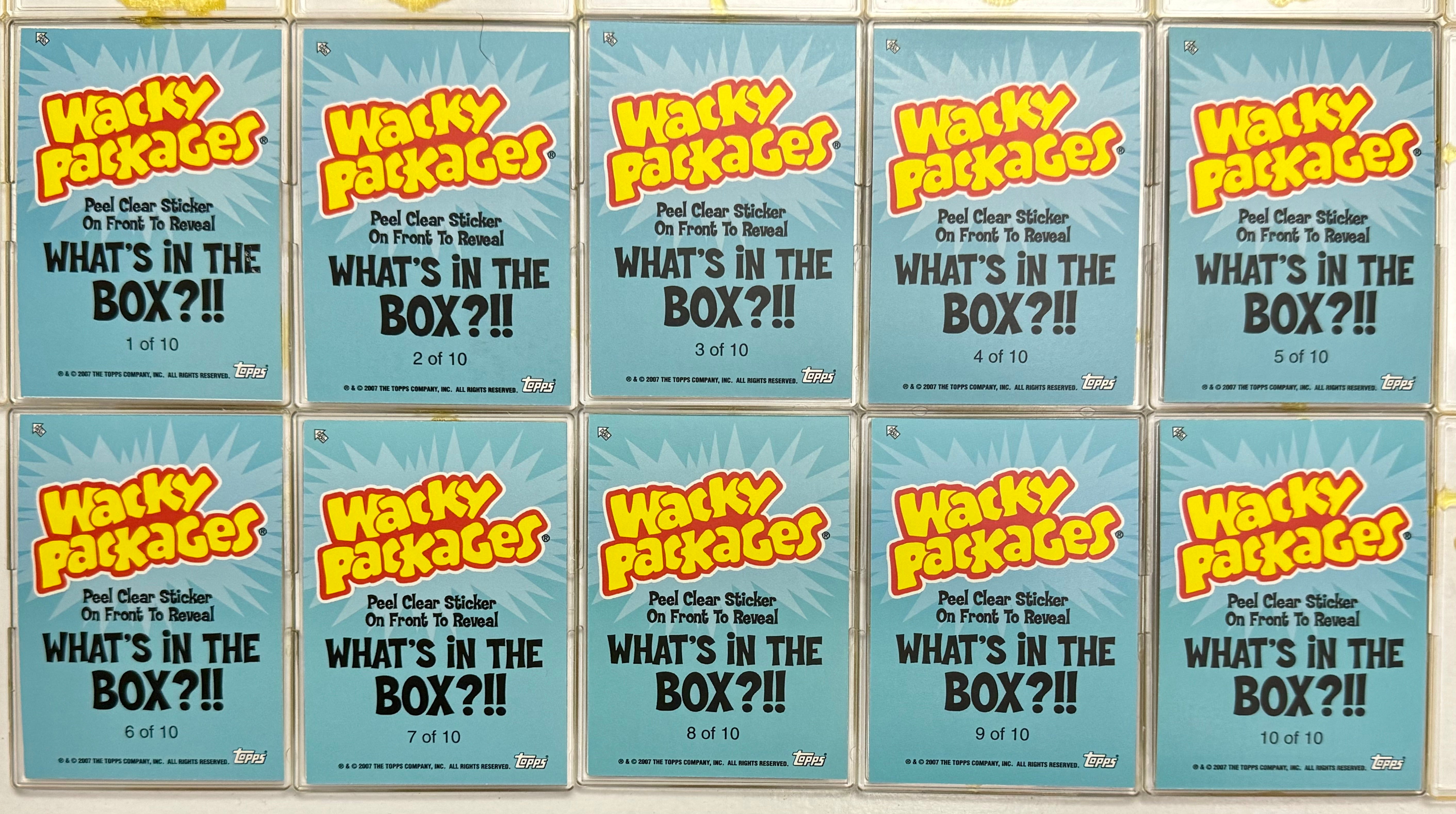 Wacky Packages ANS Series 6 What's in The Box?!! Stickers Set 10
