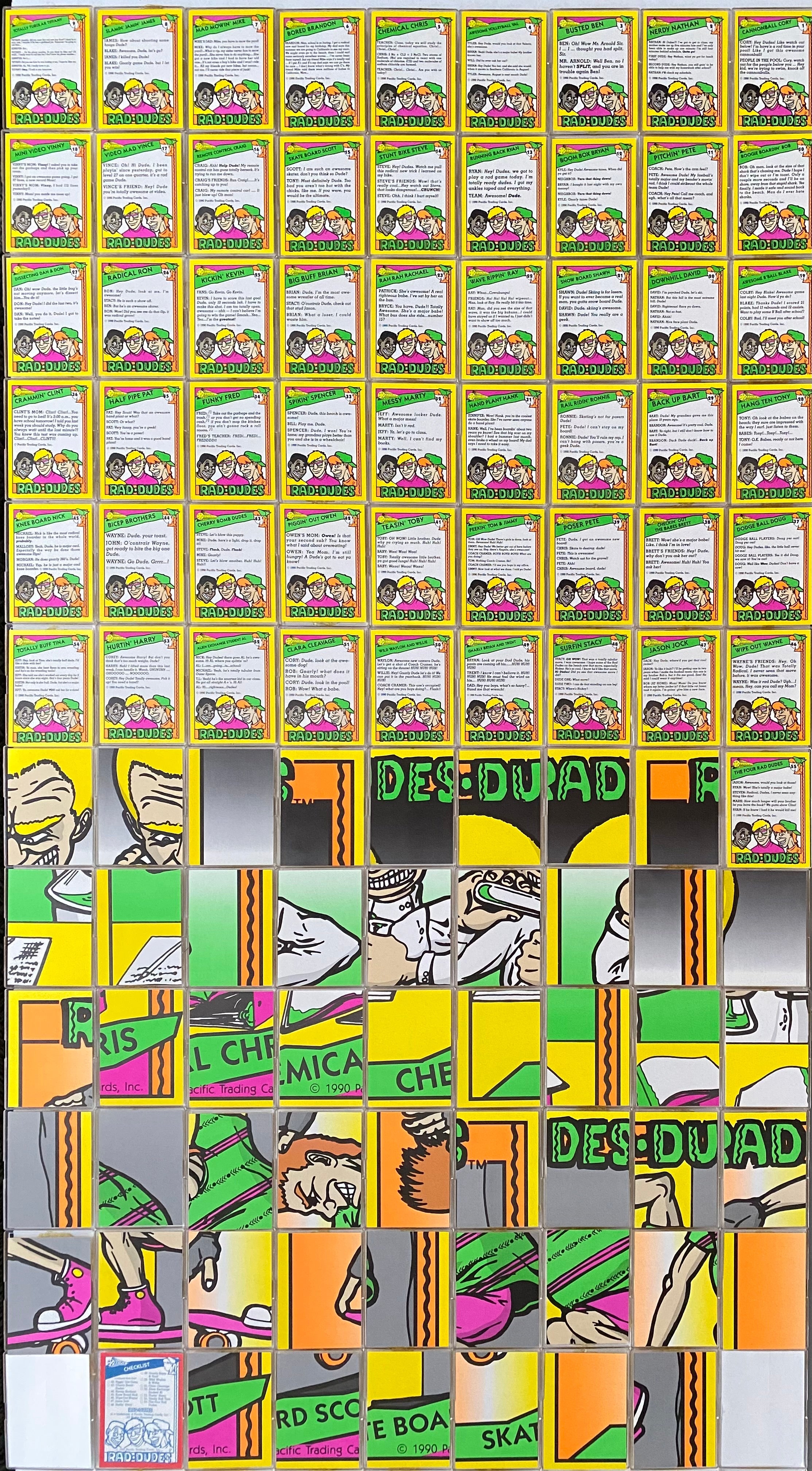 1990 Rad-Dudes Rad Dudes Base Trading Card Set 105 Cards Pacific