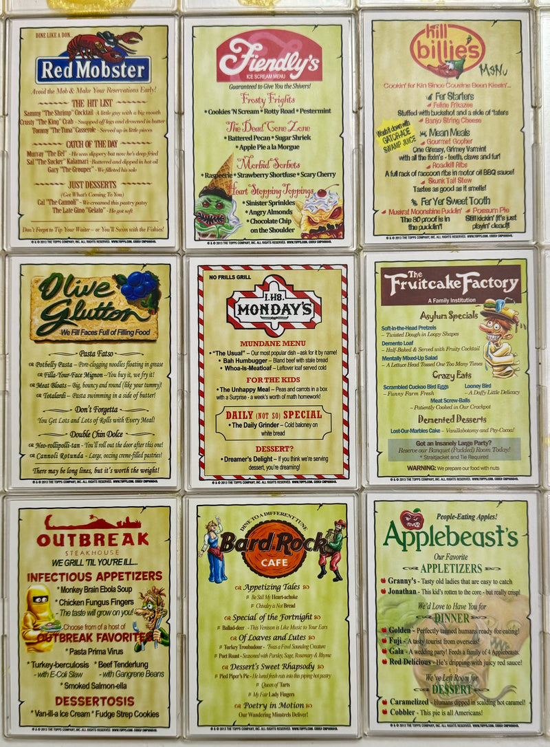 Wacky Packages ANS Series 11 Rude Food Menu Red Chase Set 9/9 Topps 2013   - TvMovieCards.com
