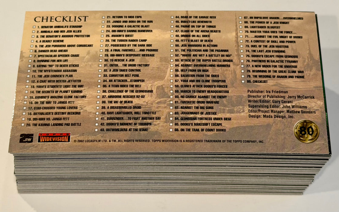 2002 Star Wars Episode II Attack of the Clones Widevision Trading Card Set 80/80