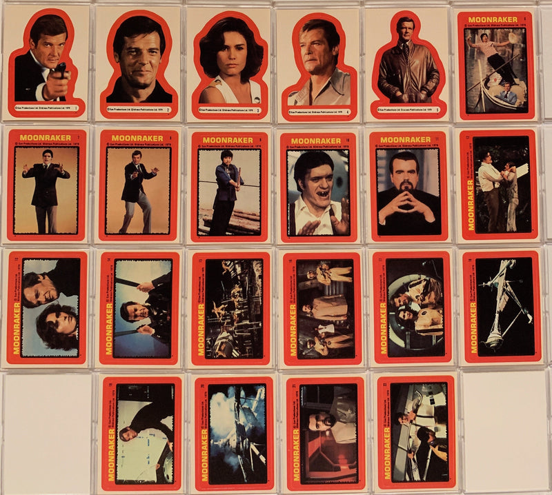 James Bond Moonraker Movie Vintage Trading Sticker Card Set 22 Stickers Topps - TvMovieCards.com