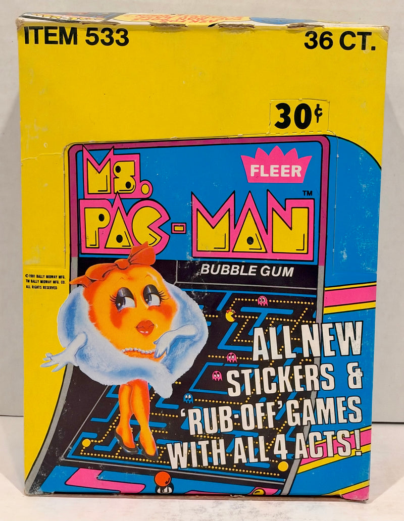 1981 Midway Ms Pac-Man Trading Card / Sticker Wax Box 36 Sealed Packs Fleer - TvMovieCards.com