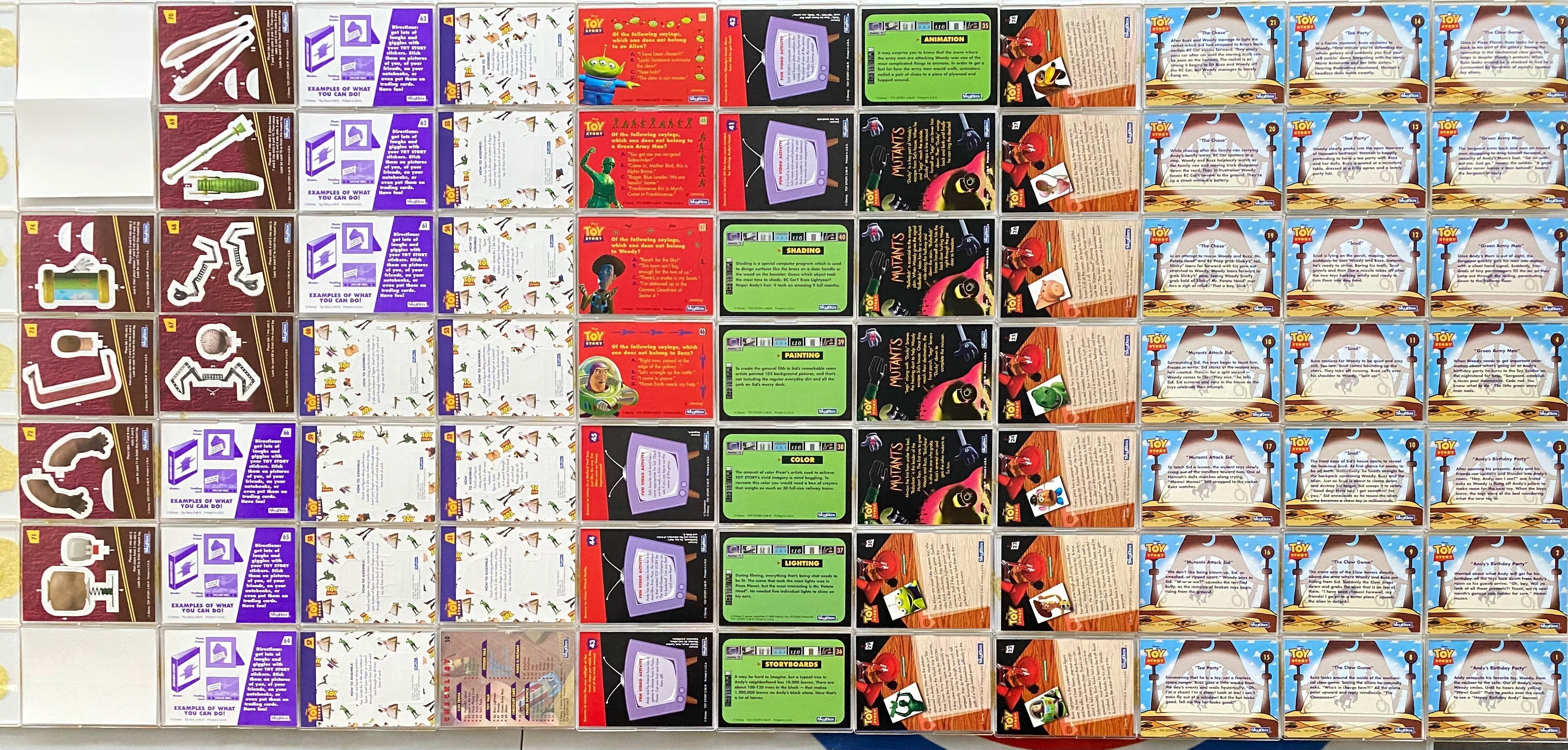 1996 Toy Story Series 2 Base Trading Card Set of 74 Cards Skybox