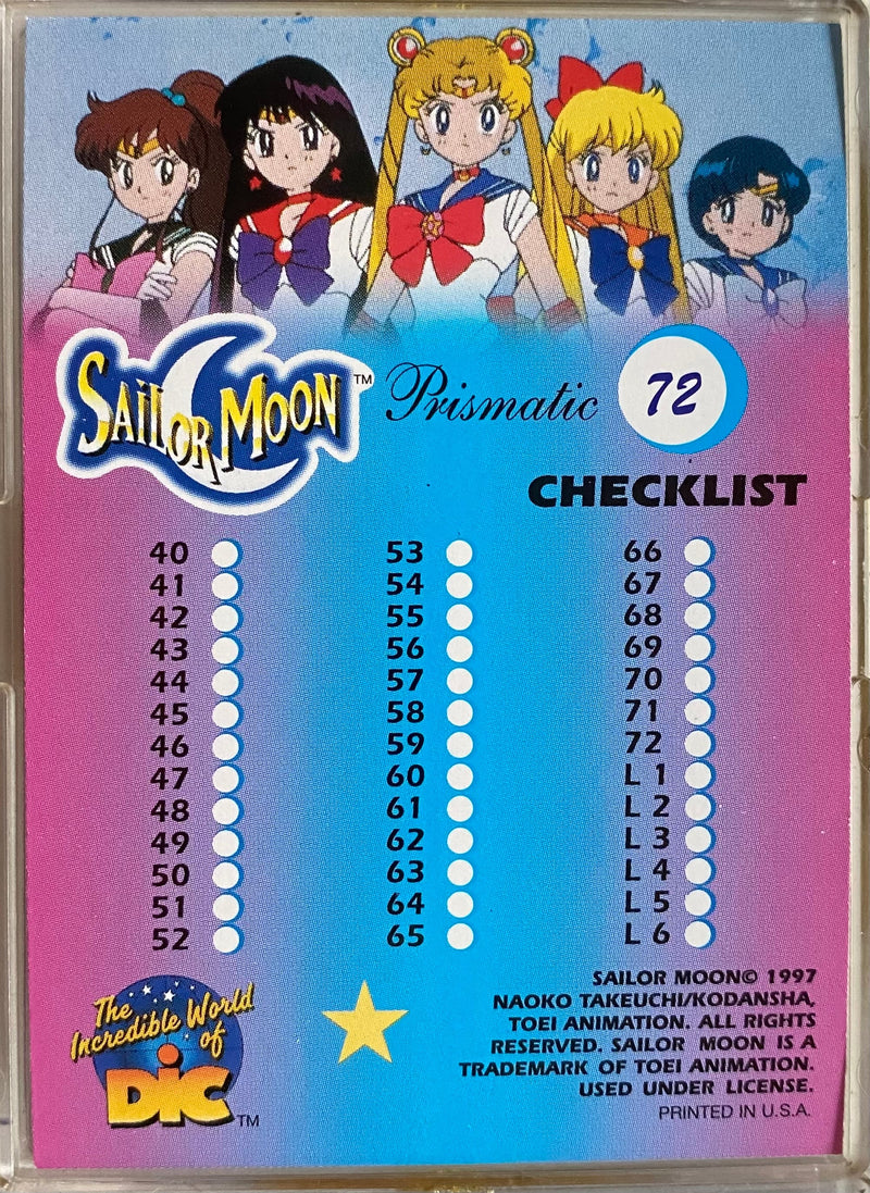 1997 Sailor Moon Prismatic Complete Trading Card Set of 72 Cards Dart   - TvMovieCards.com
