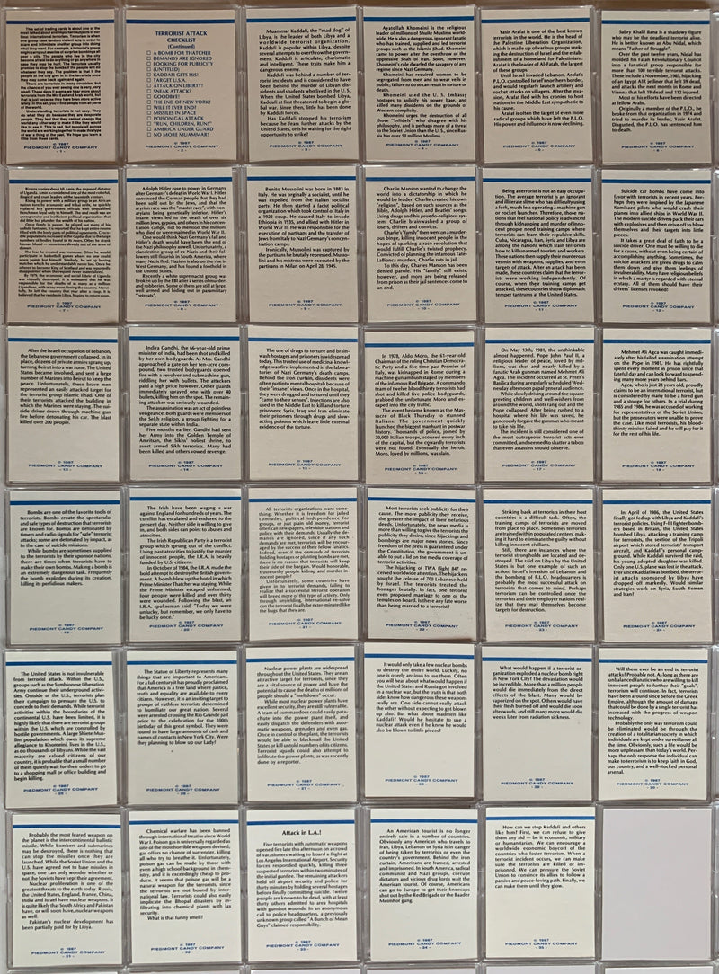 Terrorist Attack Vintage Card Set 35 Cards Piedmont 1987   - TvMovieCards.com