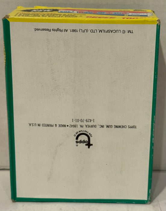 1981 Indiana Jones Raiders of the Lost Ark Vintage FULL 36 Pack Trading Card Box - TvMovieCards.com