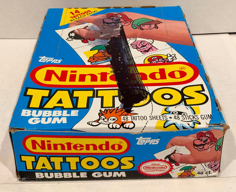 Nintendo Bubble Gum & Tattoos Vintage Closeout Card Box 48 Packs Topps 1989