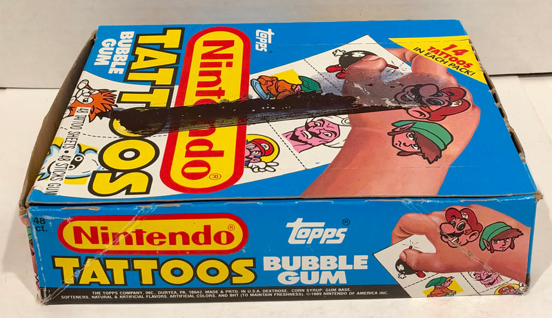 Nintendo Bubble Gum & Tattoos Vintage Closeout Card Box 48 Packs Topps 1989