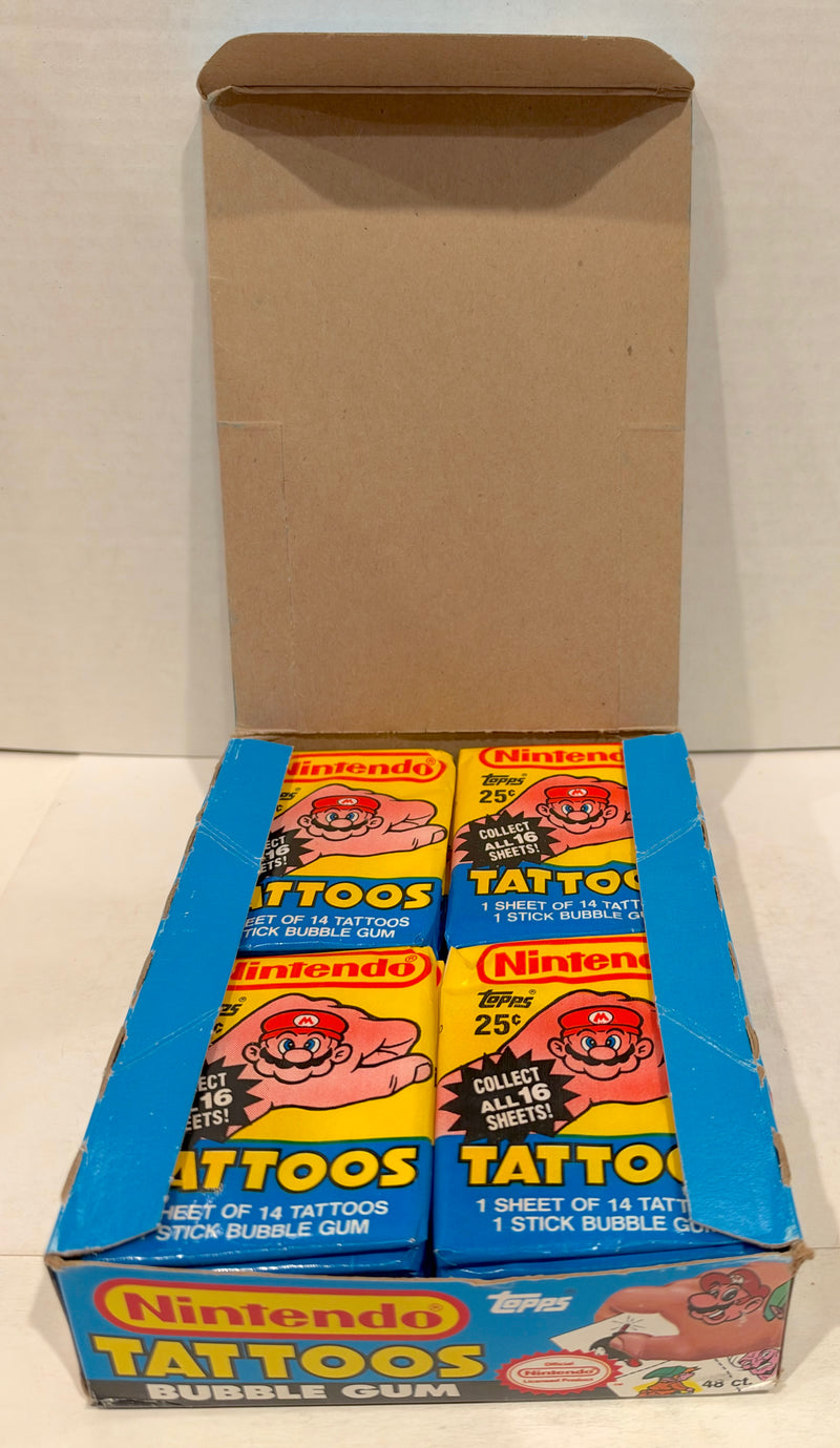 Nintendo Bubble Gum & Tattoos Vintage Closeout Card Box 48 Packs Topps 1989