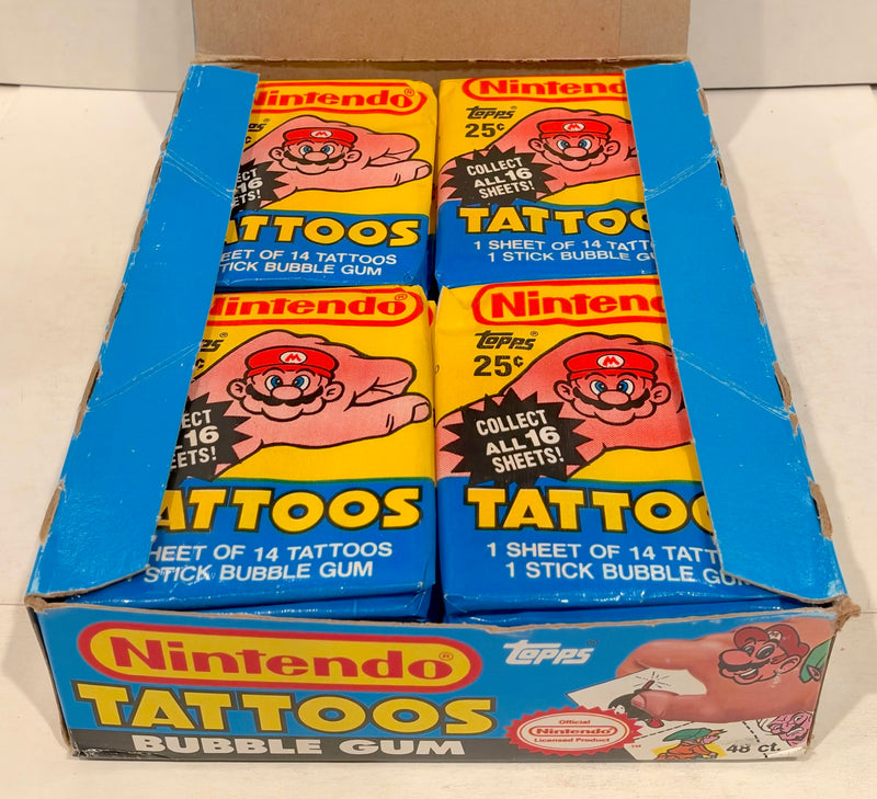 Nintendo Bubble Gum & Tattoos Vintage Closeout Card Box 48 Packs Topps 1989