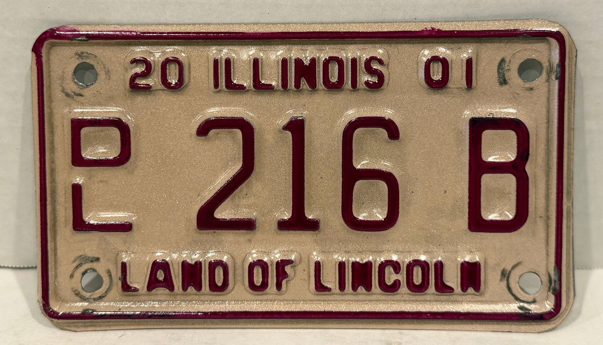 2001 Illinois Motorcycle Dealer Dealership License Plate DL 216B Harley Davidson