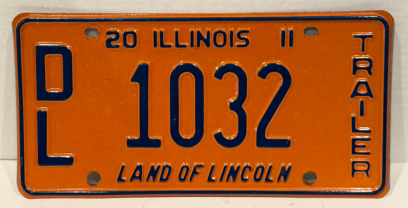 2011 Illinois Dealer Dealership License Plate DL 1032A Trailer