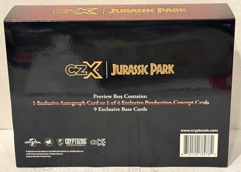 2025 SDCC Cryptozoic CZX Jurassic Park Preview Box 9 Card Base Set xxx/500 - TvMovieCards.com