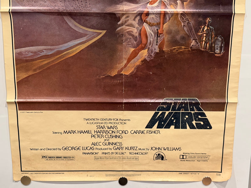 1977 Star Wars Episode IV "A New Hope" 1SH Original Movie Poster Style A 27 x 41 - TvMovieCards.com