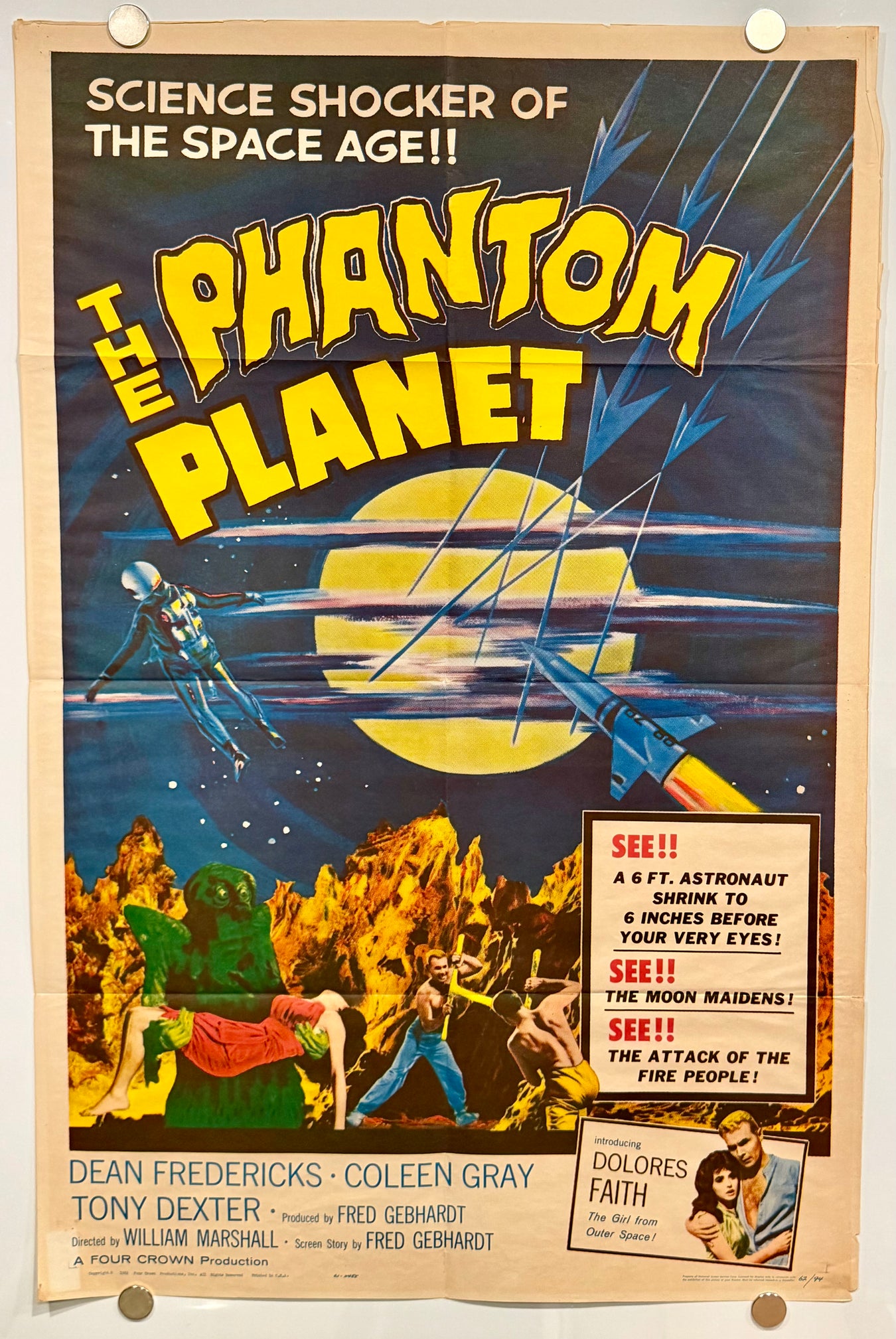 1962 The Phantom Planet 1SH Original Sci-Fi Movie Poster 27 x 41 Dean Fredericks - TvMovieCards.com