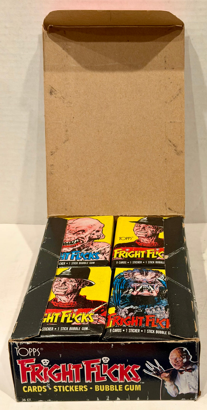 1988 Fright Flicks Vintage FULL 36 Pack Trading Card Wax Box Topps