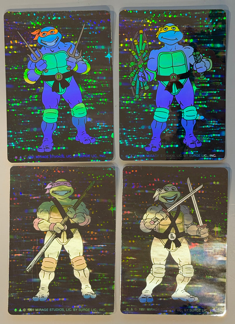 1991 Teenage Mutant Ninja Turtles TMNT Hologram Card Set of 4 Mirage Studios