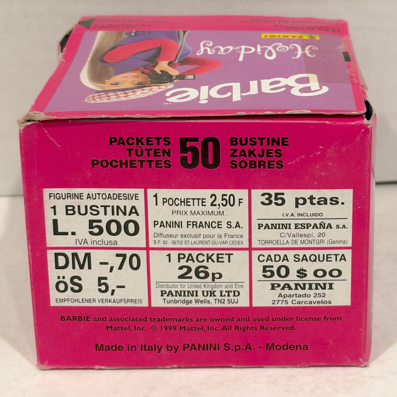 Barbie Holiday Album Sticker Trading Card Box of 50 Packs Panini 1999 Mattel