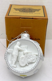 2002 Harley Davidson Ball Special Delivery Bisque Holiday Ornament 97931-03V   - TvMovieCards.com
