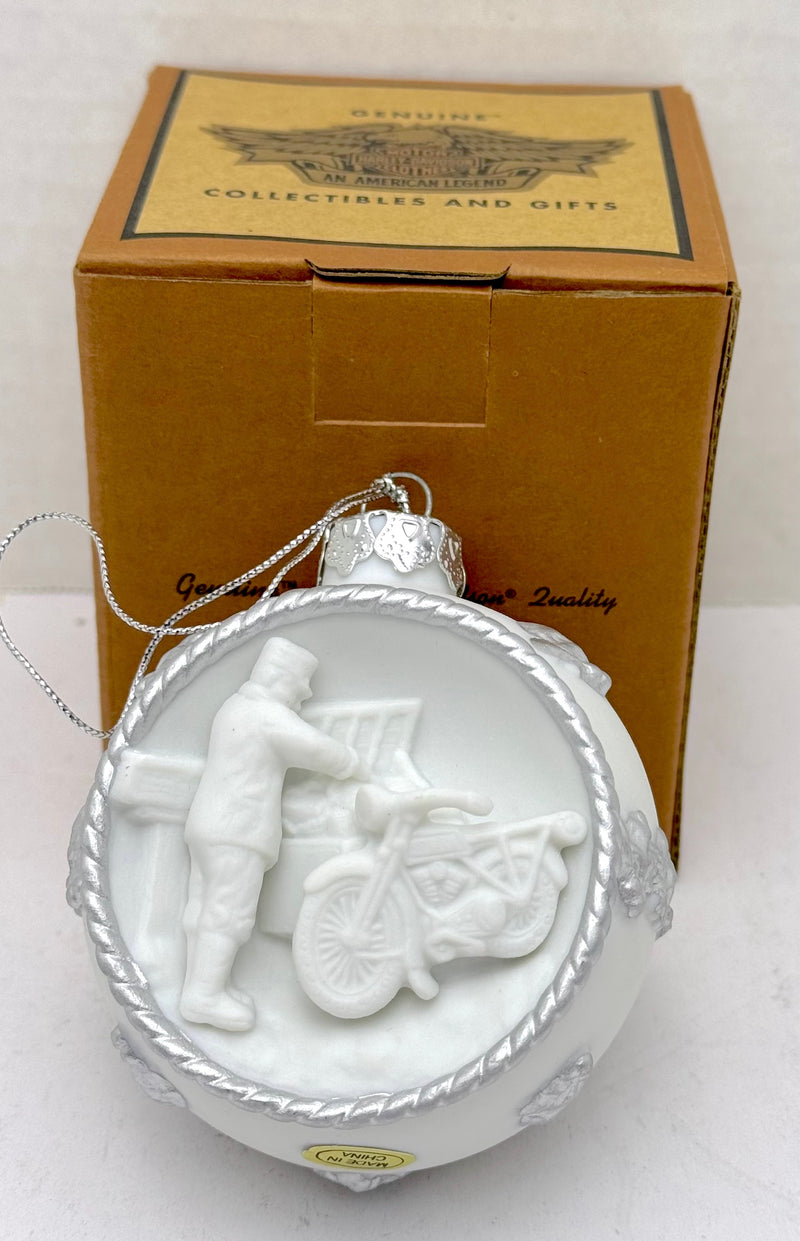 2002 Harley Davidson Ball Special Delivery Bisque Holiday Ornament 97931-03V   - TvMovieCards.com