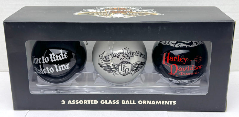 2006 Harley Davidson 3-Pack Ball Glass Holiday Ornament 96917-07V   - TvMovieCards.com