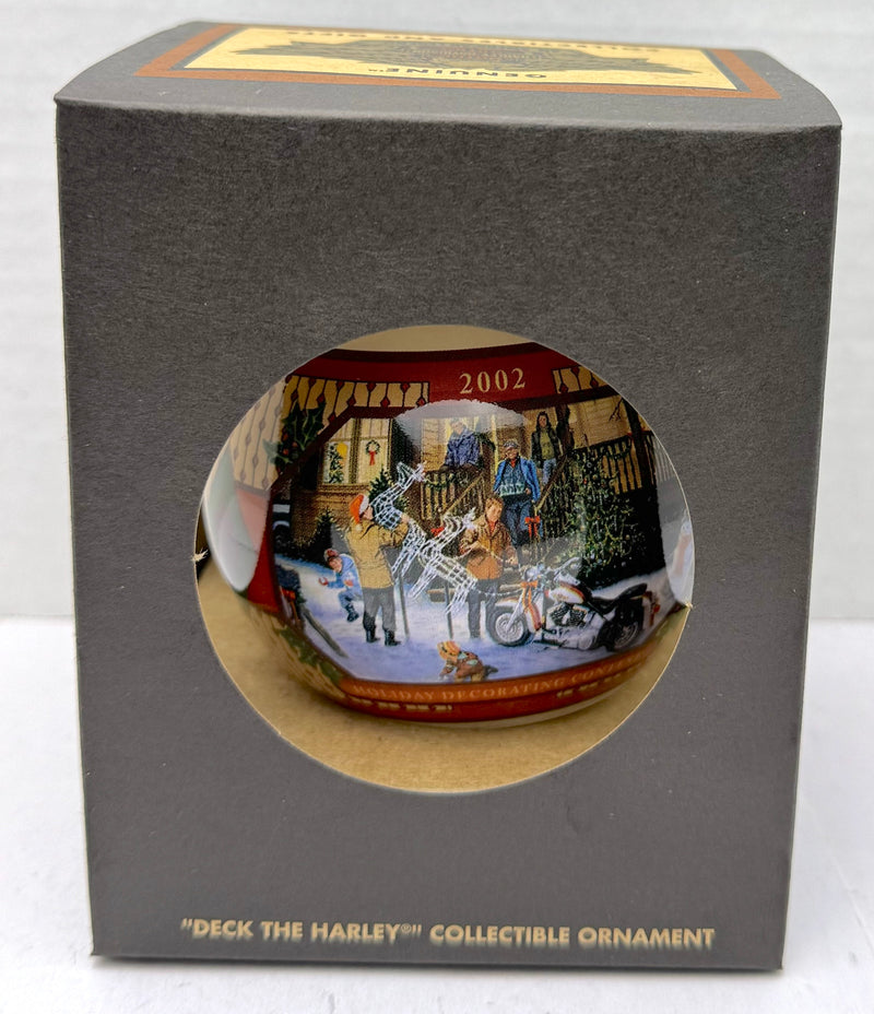 2002 Harley Davidson Ball Glass "Deck The Harley" Ornament 97929-03V   - TvMovieCards.com